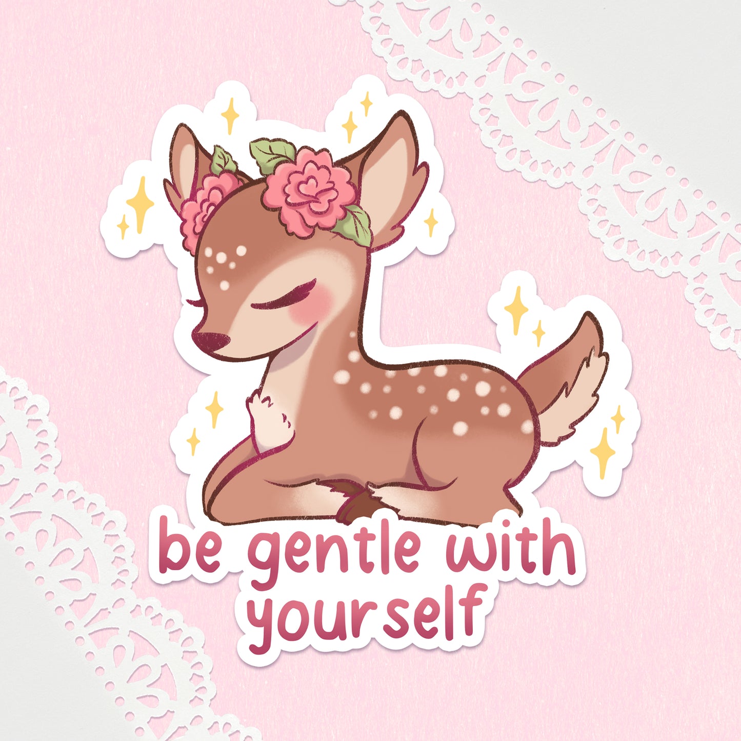Be Gentle with Yourself Deer Vinyl Sticker