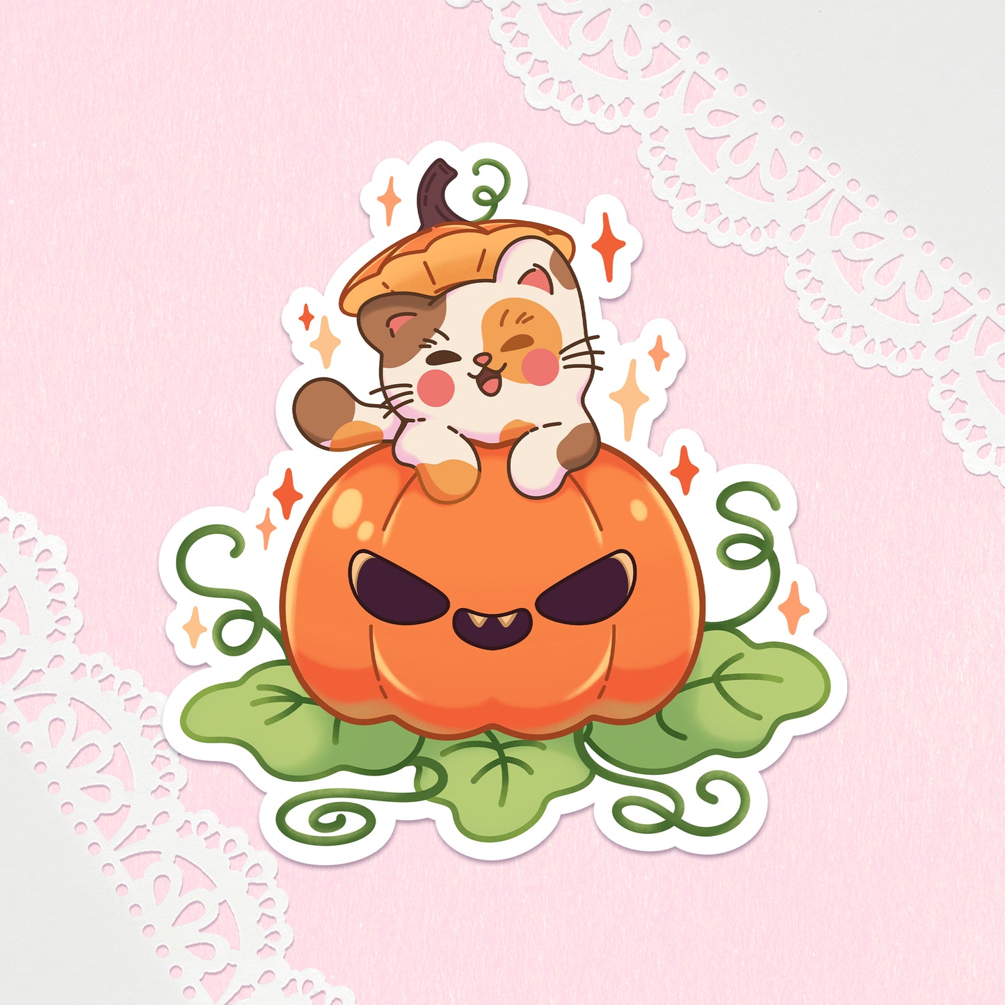 Pumpkin Kitty Vinyl Sticker