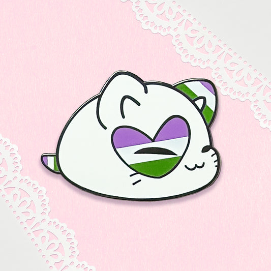 Purrfect Pride Enamel Pin - Genderqueer