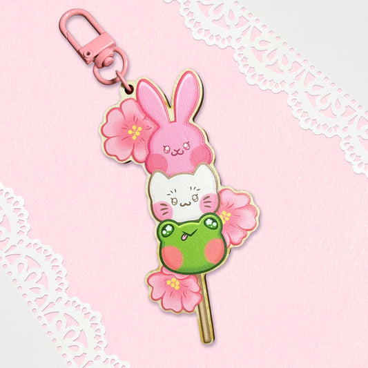 Spring Dango Wooden Keychain
