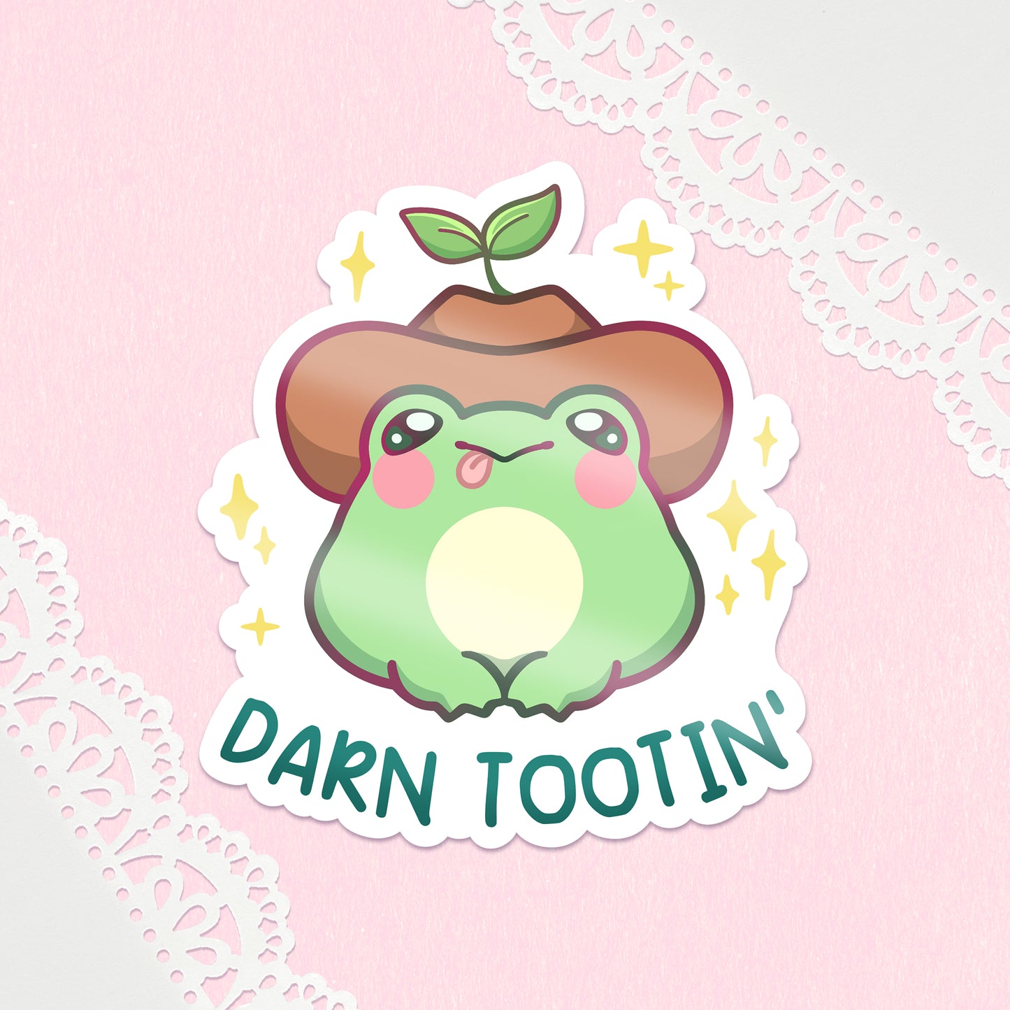 Darn Tootin' Frog Glossy Sticker
