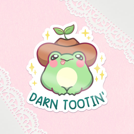 Darn Tootin' Frog Glossy Sticker