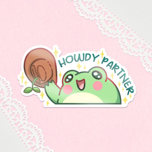 Howdy Partner Frog Glossy Sticker