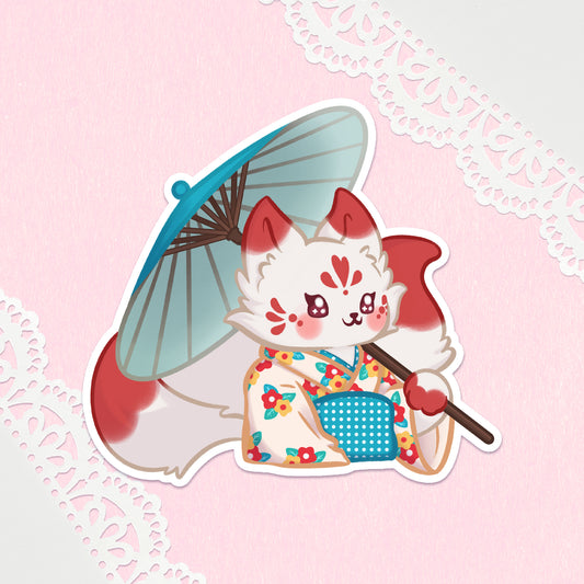 Summer Festival Kitsune Vinyl Sticker