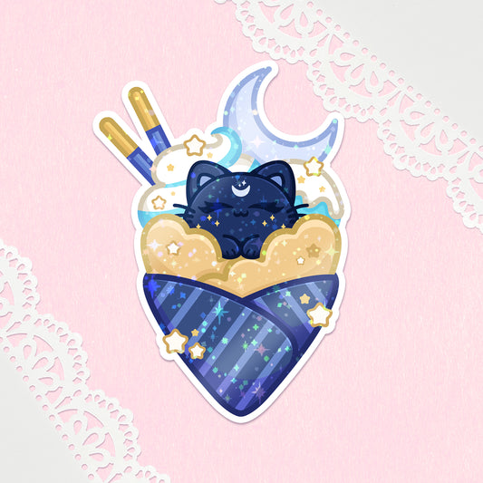 Kosmic Kitty Crepe Holo Vinyl Sticker - Moon