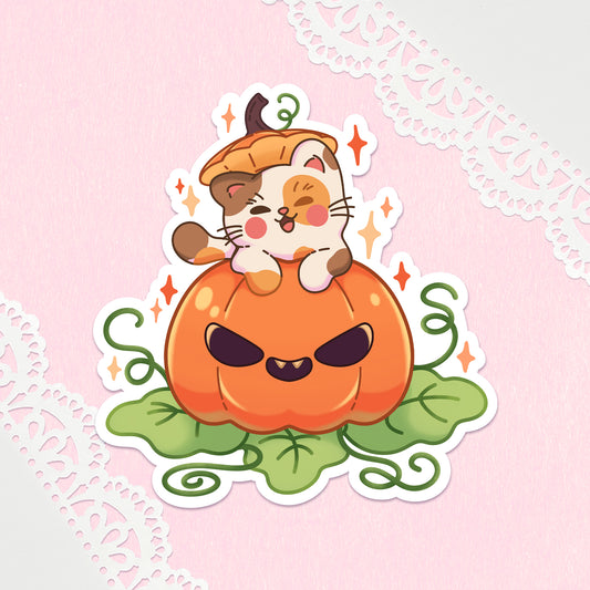 Pumpkin Kitty Vinyl Sticker