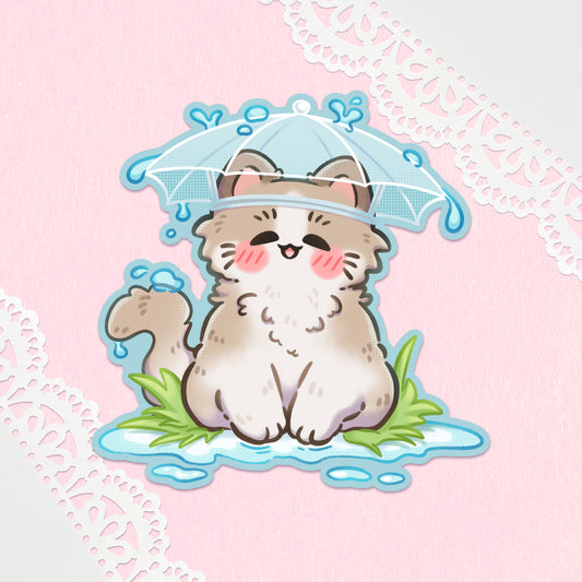 Rainy Season Kitty Vinyl Sticker