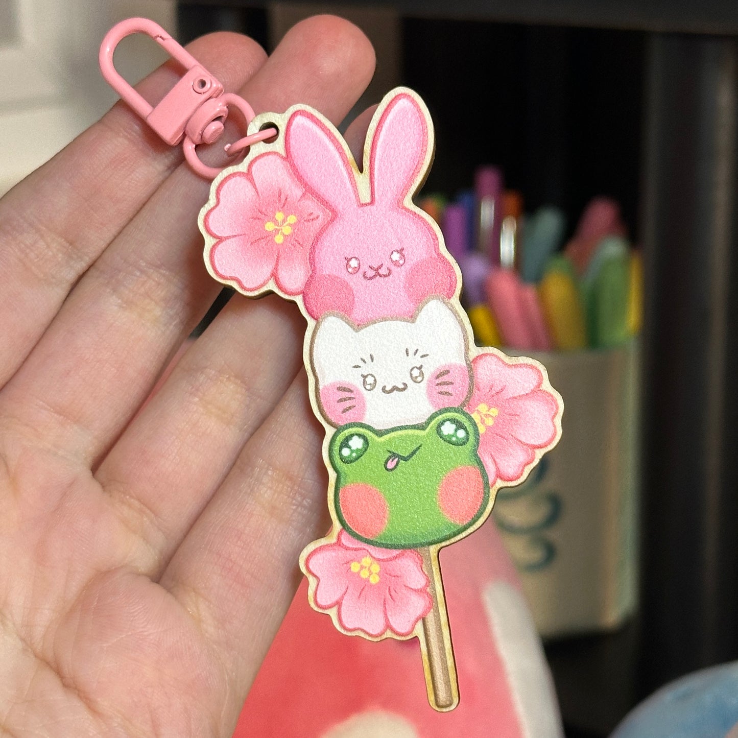 Spring Dango Wooden Keychain