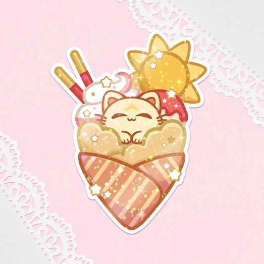 Kosmic Kitty Crepe Holo Vinyl Sticker - Sun